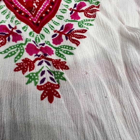 Women's Advanced Apparels One Size Boho Tribal Tunic Shirt Top in White Pink - Picture 2 of 8